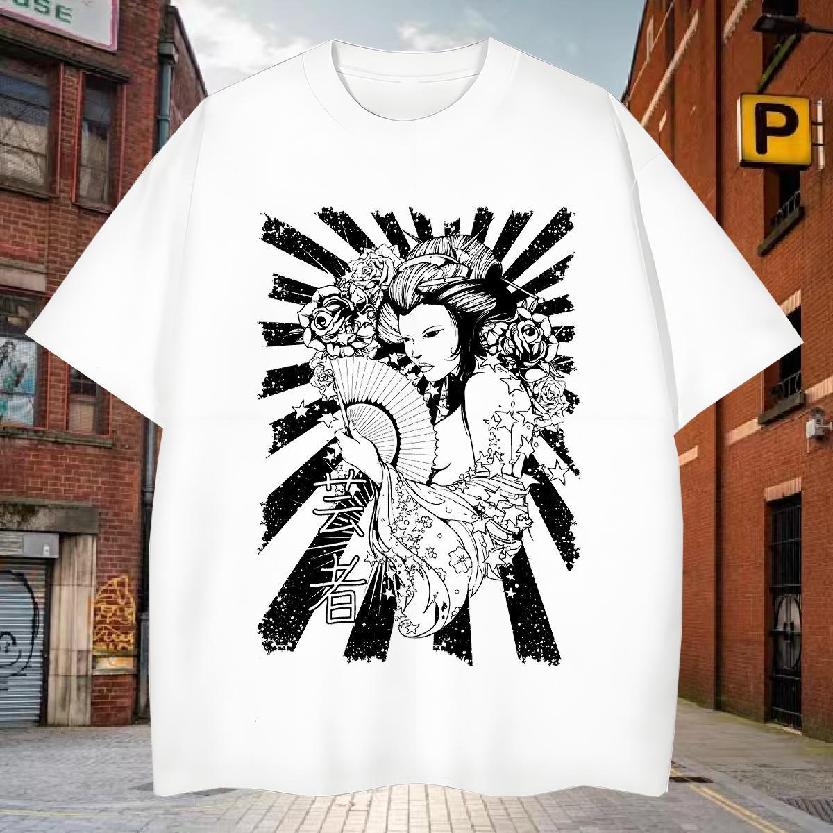 Brand T-Shirts for Men 230g Cotton skull High Street Hip Hop Cartoon Printing L-4XL Short Sleeve Soft Mens Tshirts DIY Tops