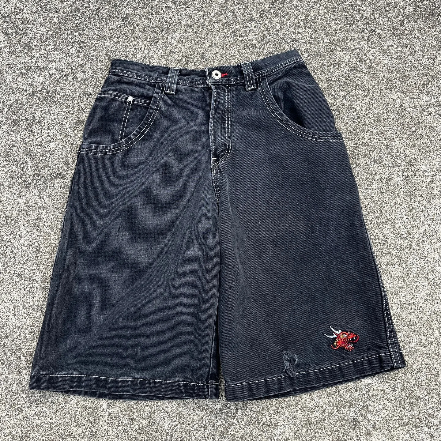 Super 2024 Baggy Vintage Jnco Jort Pants Hommes Men Short Cargo Jeans 2000s Casual Clothes JORTS Denim Gym Y2k Shorts 240824