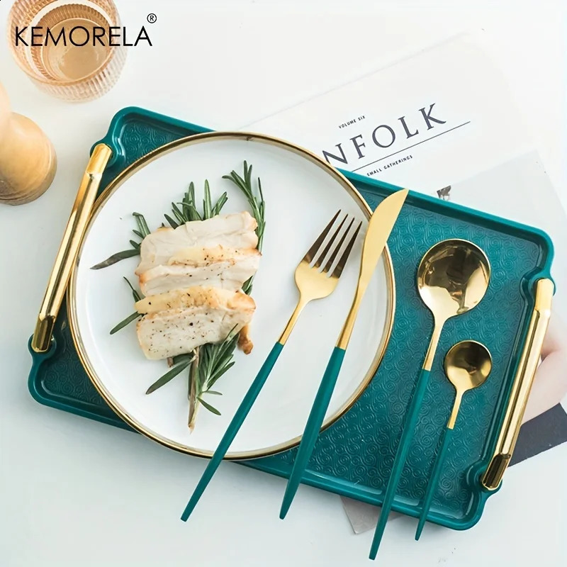 Christmas 24 piece gold tableware set stainless steel knife fork spoon holiday kitchen gift 240826 - view 5