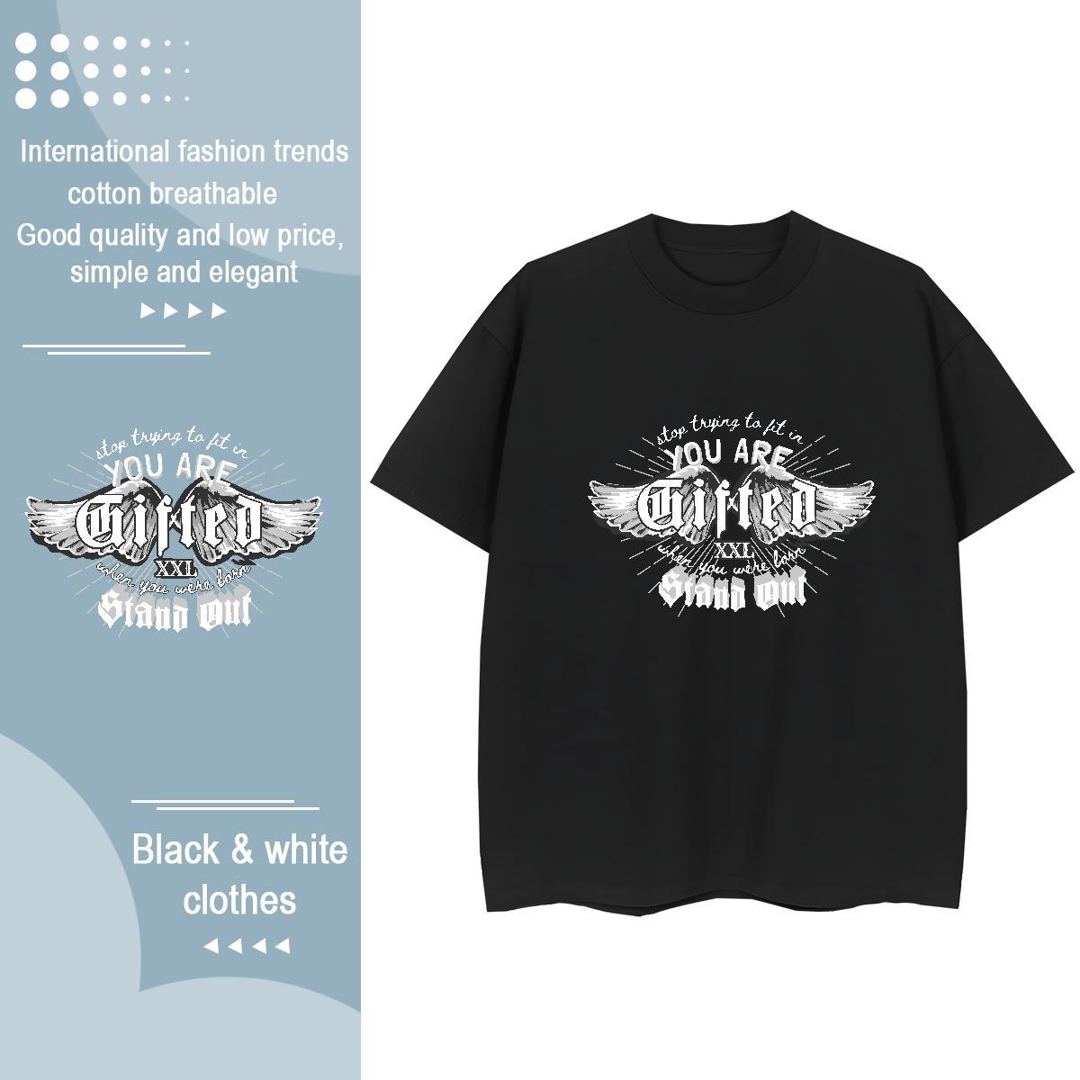 Unisex T-Shirts for Men 230g 100% Cotton wing Sports Casual Custom Printing Round Neck Short Sleeve Mens Tshirts Fashion Tees