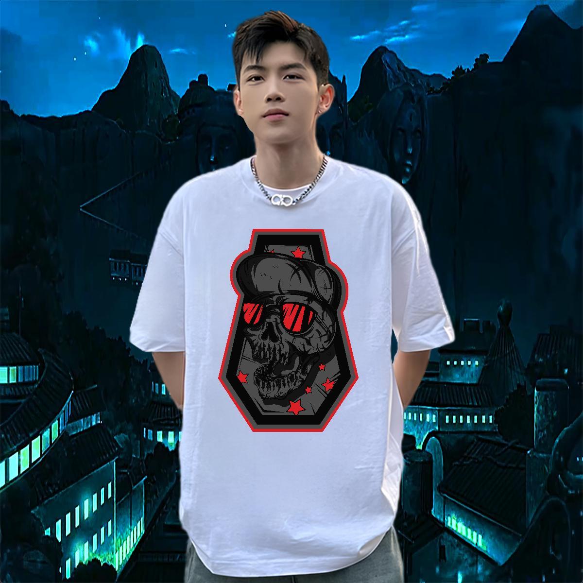 Free Shipping Mens T Shirts 230g Cotton skull Anime Printing Street Custom Cartoon Short Sleeve Soft Tshirts New Designer Top Tees