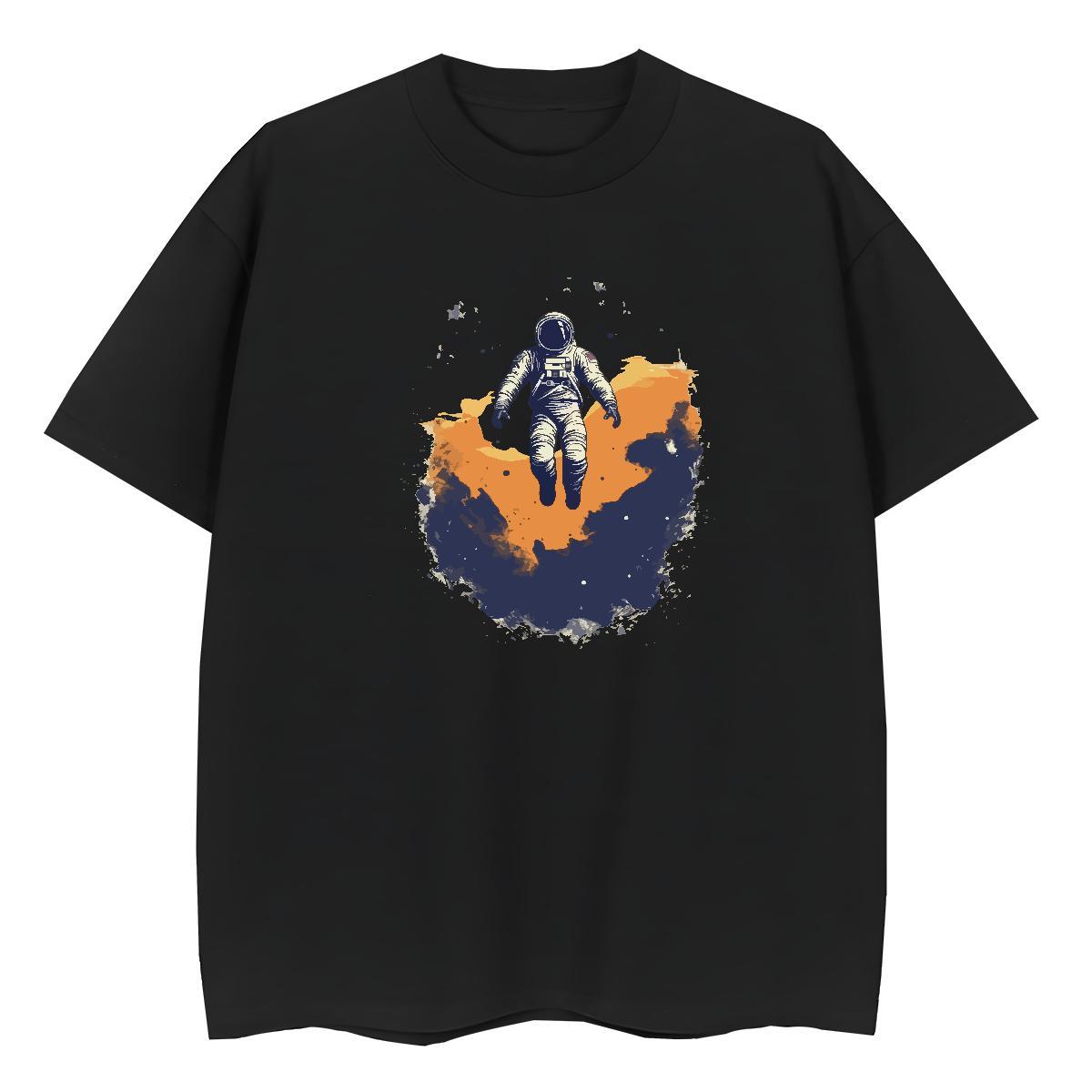 Loose Women Tees 100% Cotton 230g universe Sports Casual T shirt Short sleeve Soft Cartoon Floral Printing Tshirts