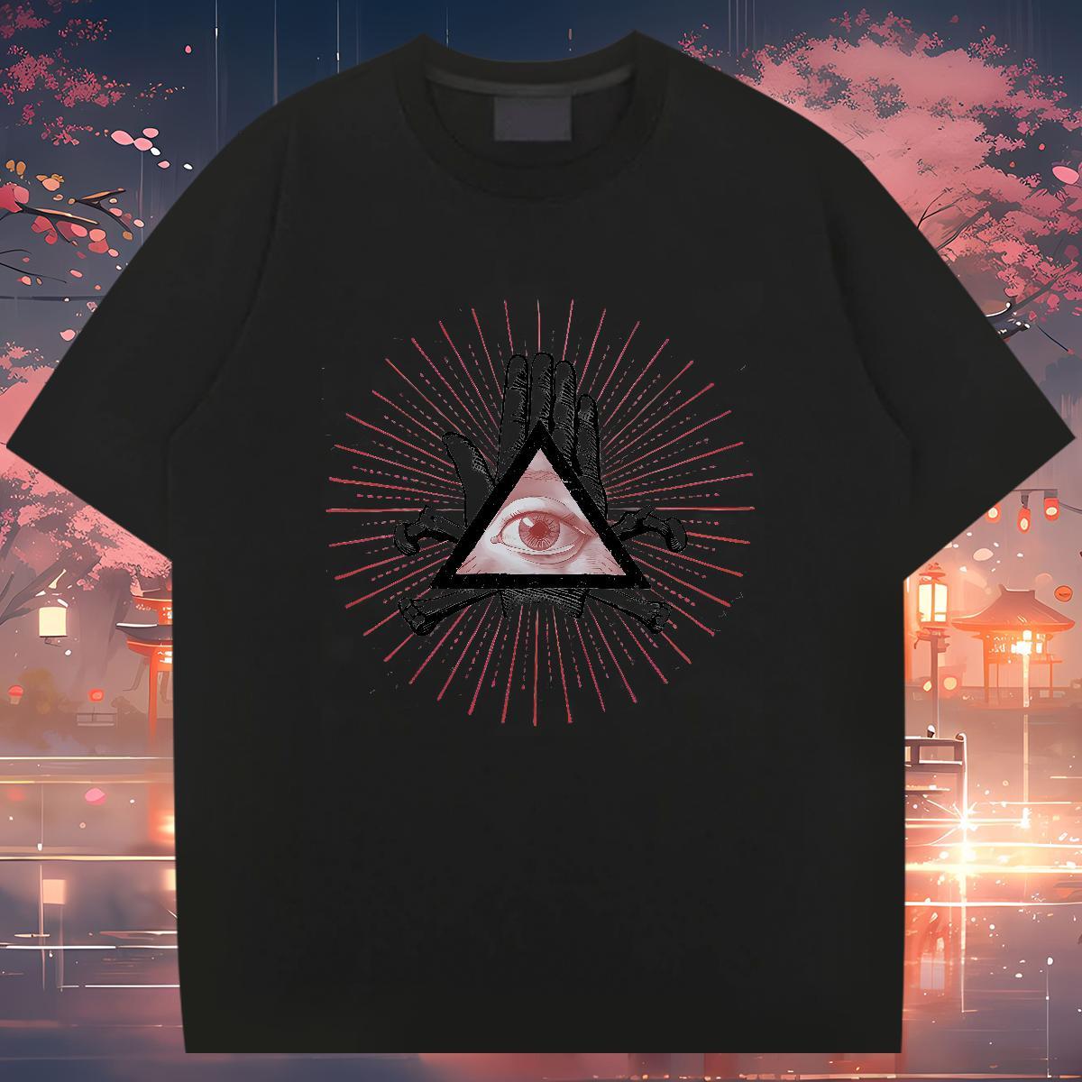 Classic Men T Shirts 100% Cotton 230g eye of the devil Street Cartoon Printing L-4XL O Neck Short Sleeves Mens Tshirts Brand Tees