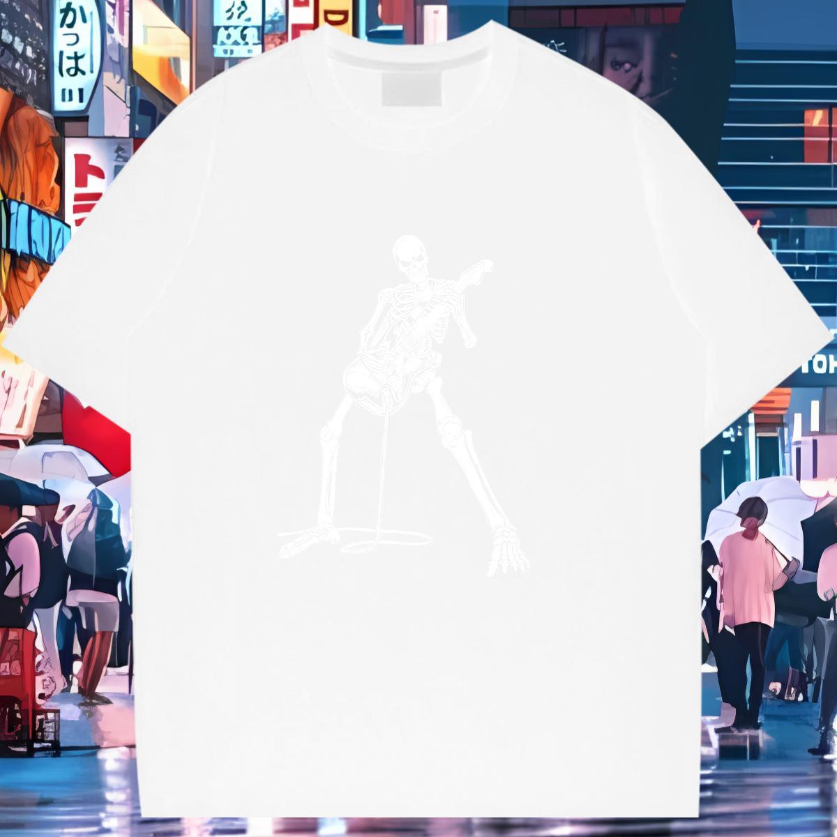 Loose Fit Mens T Shirts 230g Cotton skull High Street Hip Hop Custom Printed O-Neck Short Sleeve Men Clothes T-Shirt Customized Top Tees
