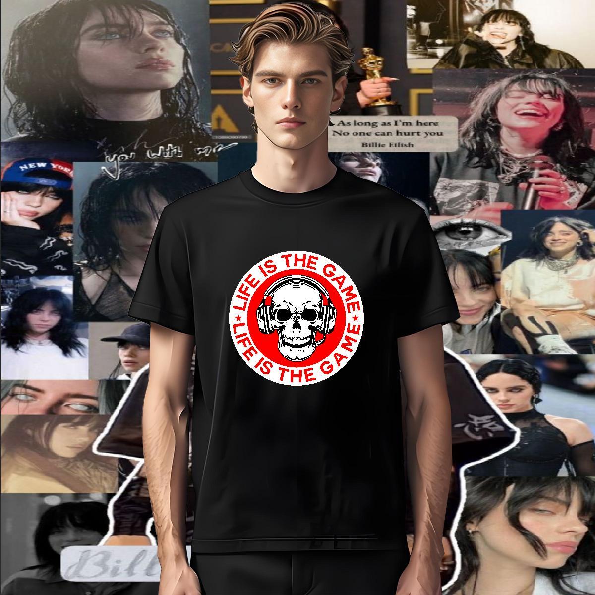 High Quality Man T Shirts 230g Cotton skull Casual Cartoon Print Breathable Men Tees Fashion New Tees Shirts