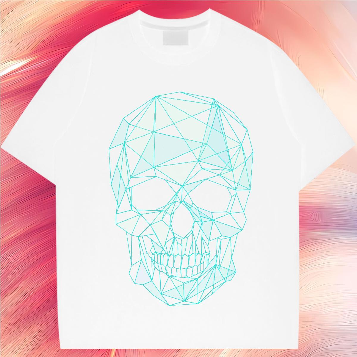 Brand T shirt 100% Cotton 230g skull Outdoor DIY Logo Oversized Short Sleeve O-Neck Tshirts Fashion Designer Tops