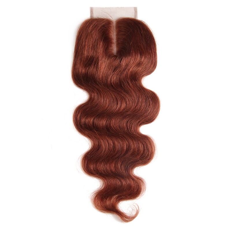 99J 27# 33# P4/27 Piano Color 4X4 Lace Closure Body Wave Brazilian 100% Human Hair 12-24inch Free Part