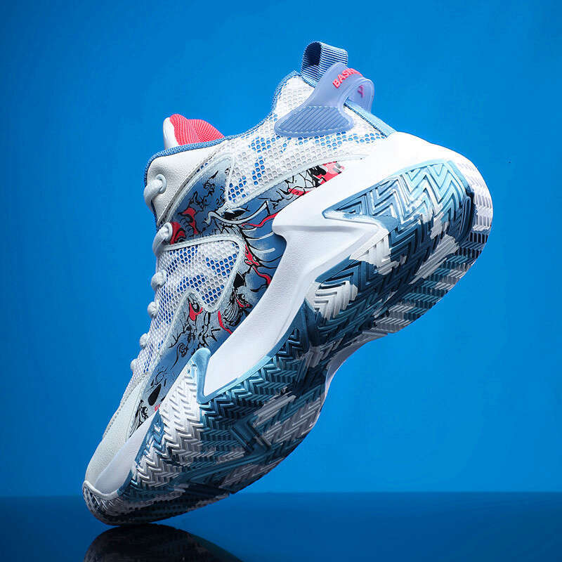 High-top camouflage basketball graffiti upper sneakers trendy comfortable and breathable training shoes