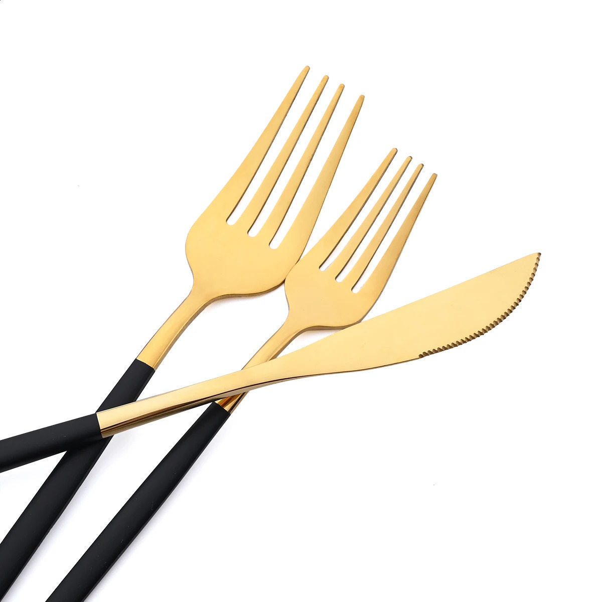 36 pieces of black gold cutlery set including knives dessert forks coffee spoons tableware stainless steel and party 240827