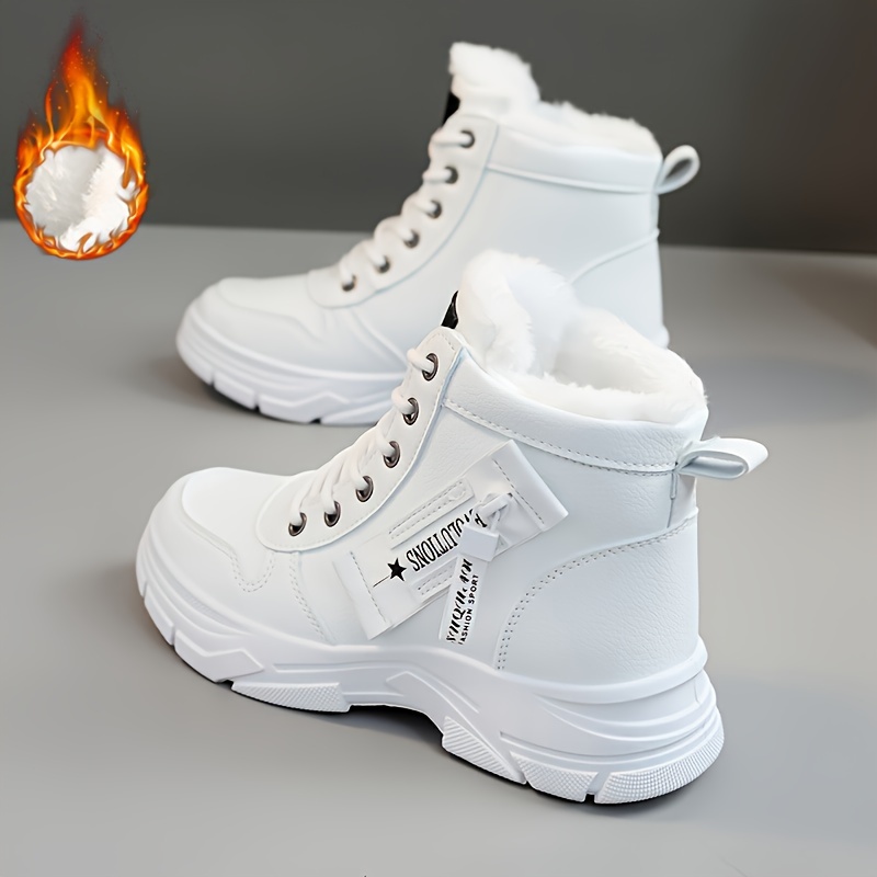 Womens Thermal Snow Boots Quick-On Zip, Plush Fleece, Height-Boosting Platform - Ultra-Comfort, Mid-Calf Stylish Lace-Up Design for Winter Warmth and 
