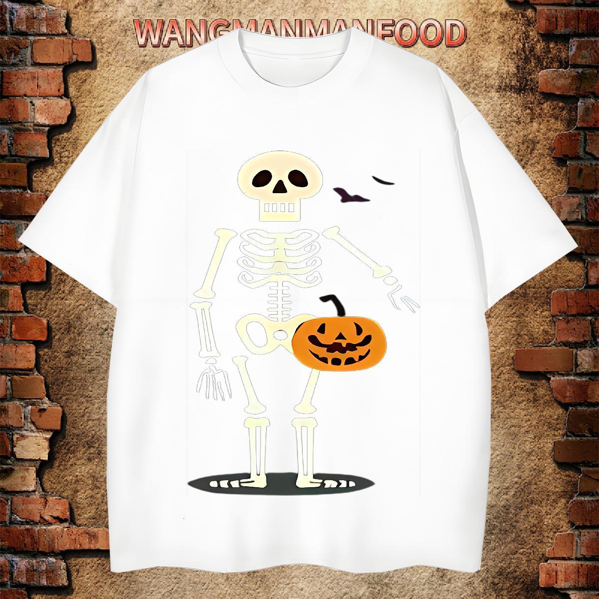 Brand Men T Shirts 230g Cotton skull Beach Plus Size Cartoon O Neck Short Sleeves Men Tops Tees Factory Direct Tees Shirts