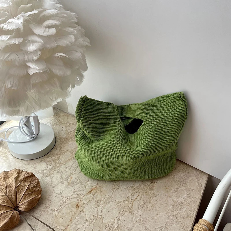 2024 Casual Woven Women Shoulder Bags Knitted Handbags Large Capacity Shopper Female Beach Travel Cotton Purses 240826