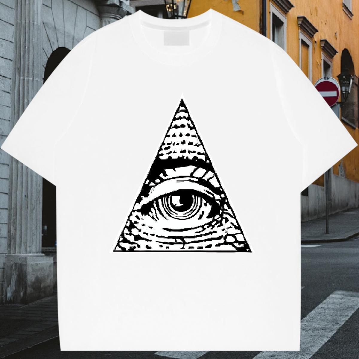Classic T-Shirts for Men 100% Cotton 230g eye of the devil Sports Casual Black White Breathable Soft Mens Tshirts 2024 New Clothings