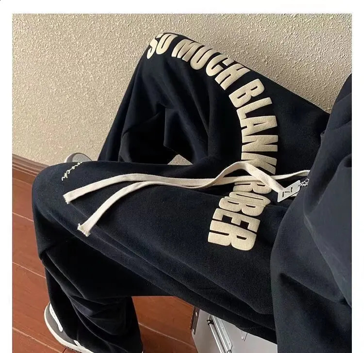 Men's Pants American teenage cool and handsome summer sweatpants mens high street trendy casual micro flared straight leg pants sport 240820
