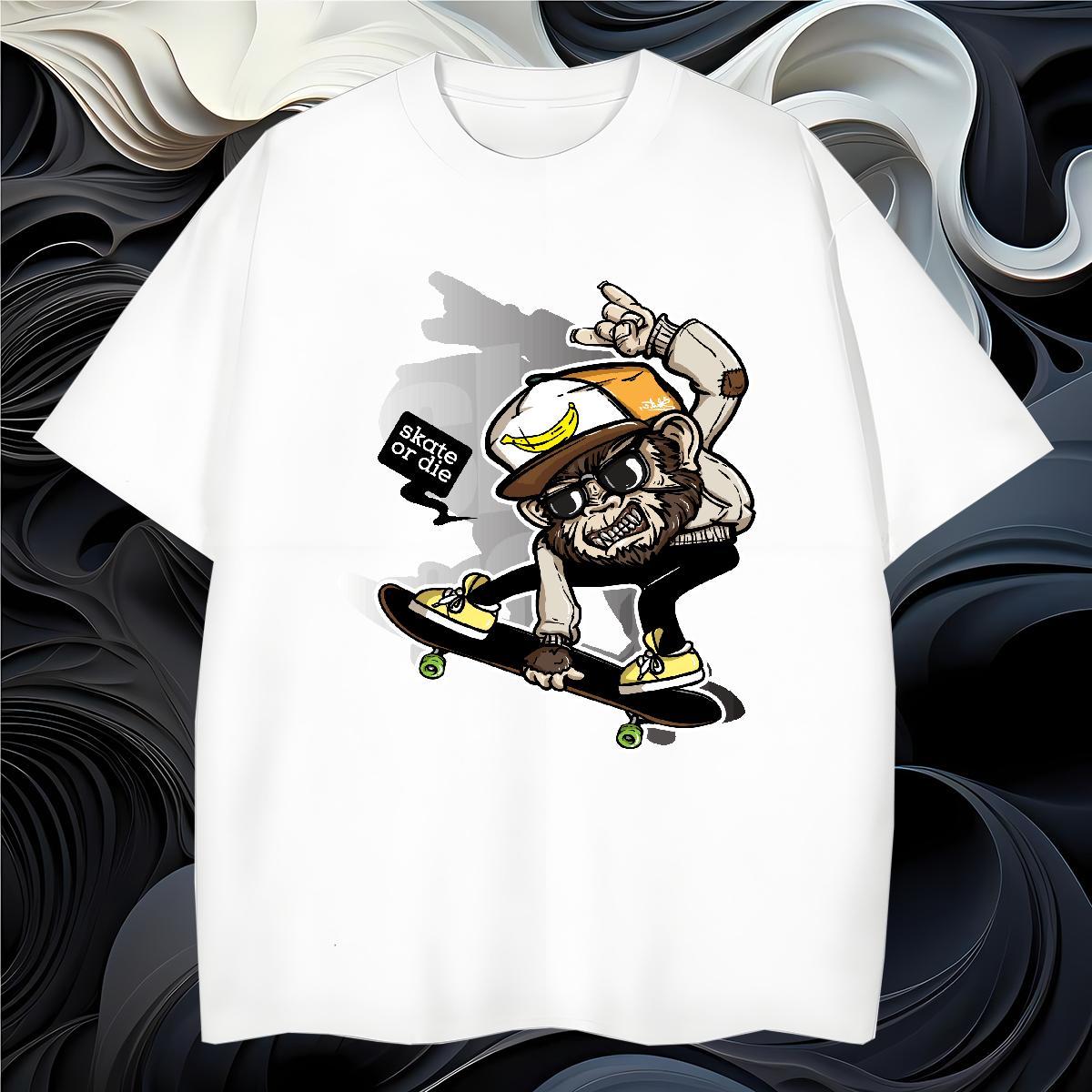 Loose T-Shirts for Men 230g Pure Cotton skateboarding Casual Beach Graphic Short Sleeve O-Neck Men Clothes T-Shirt Fashion Tees