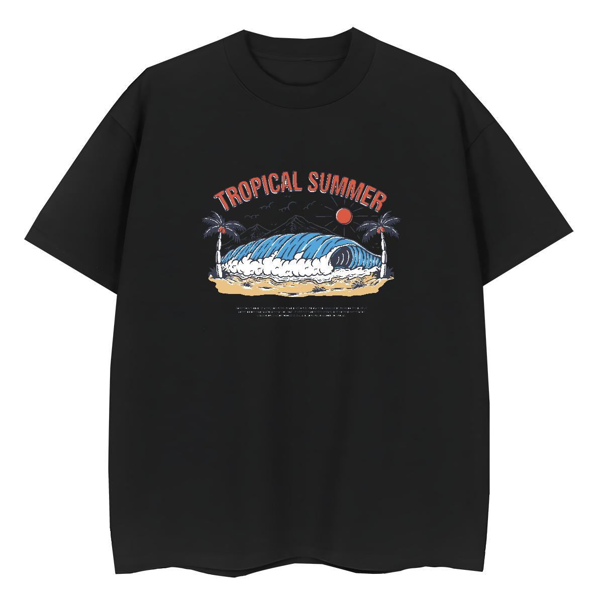 Wholesale Man T Shirts 100% Cotton 230g sea wave Hip Hop Custom Printing Crew Neck Men Clothes T-Shirt Customized Top Tees
