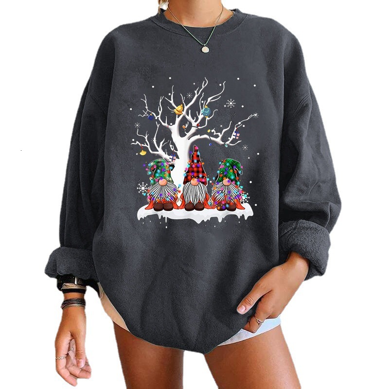 New Clothing Three Dwarfs Letter Printed Shoulder Down Round Neck Fleece Hoodie Women's Top dongdumaoyi