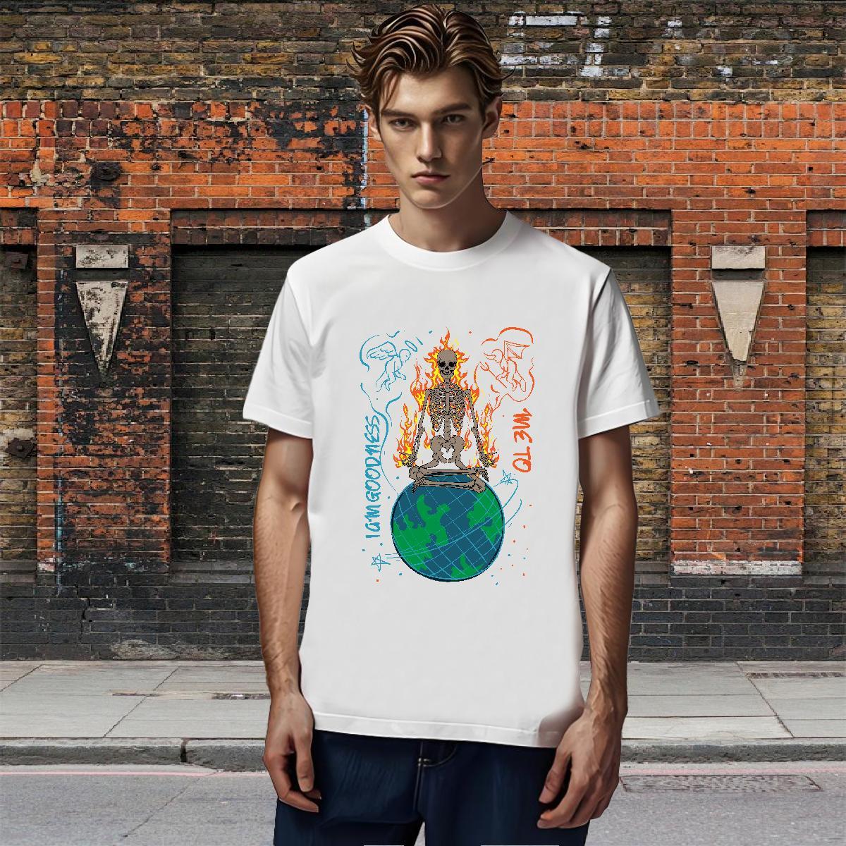 High Quality T Shirts Men 230g Cotton skull Street Custom Printing Breathable Crew Neck Men Tees Brand Top Tees