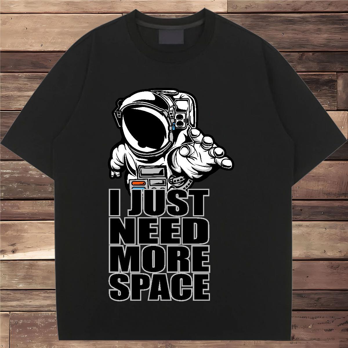 Loose fit Lady T shirt 230g 100% Cotton cosmonaut Beach Woman T Shirts Breathable Crew Neck Cartoon Floral Printing Tee Shirt