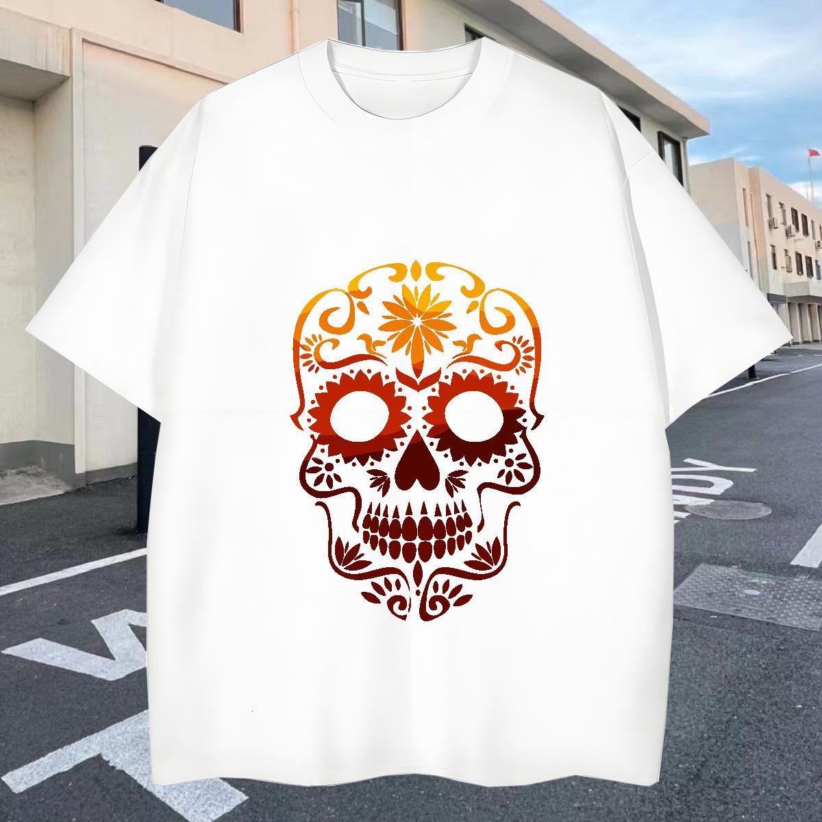 Free Shipping T-Shirts for Men 100% Cotton 230g skull Summer Casual DIY Anime Breathable Crew Neck Men Tops Tees Stylist Tee Shirt