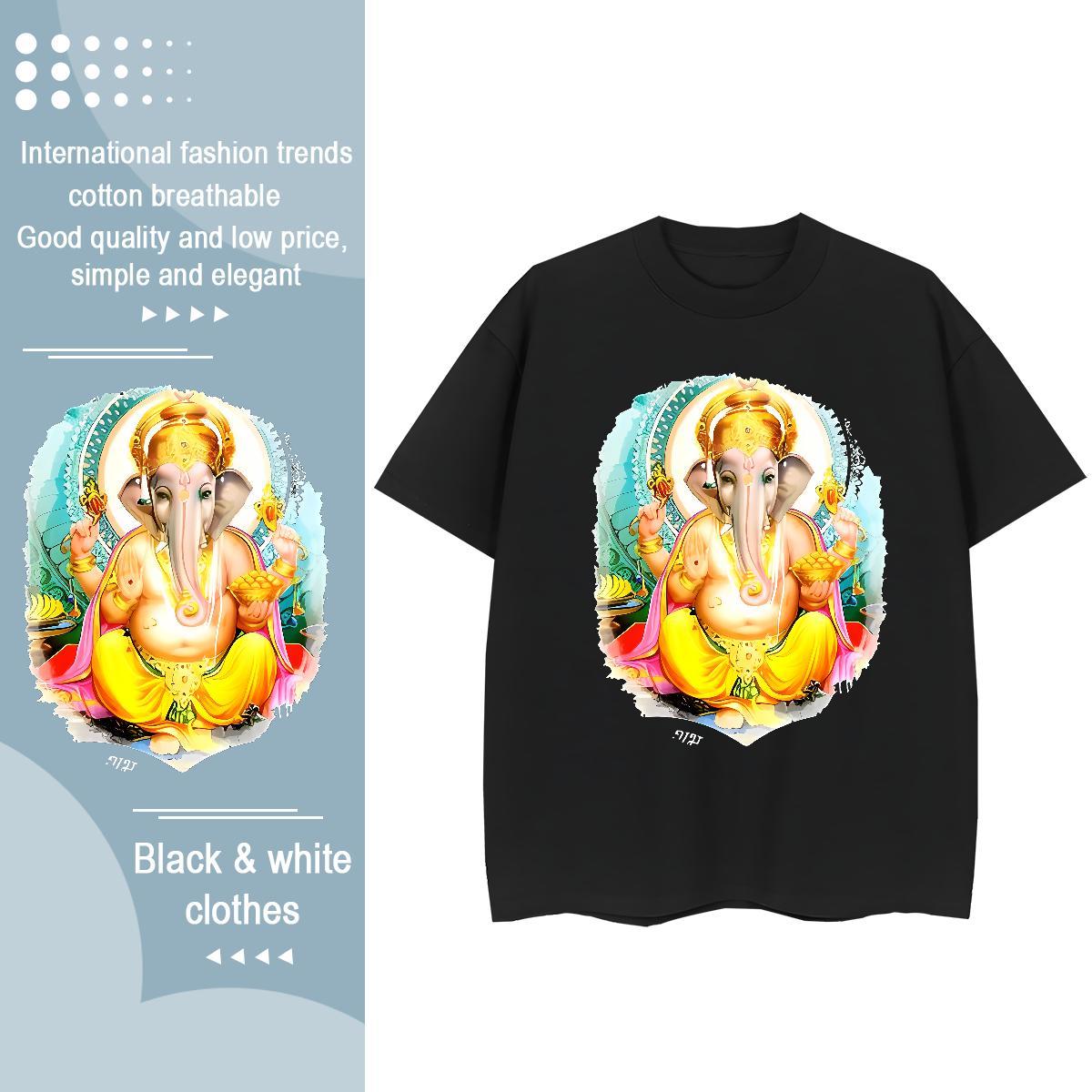 Cool Men T Shirts 230g Cotton elephant Street wear Hip Hop DIY Logo Oversized Crew Neck Breathable Men Clothes T-Shirt 2024 New Tops Tees