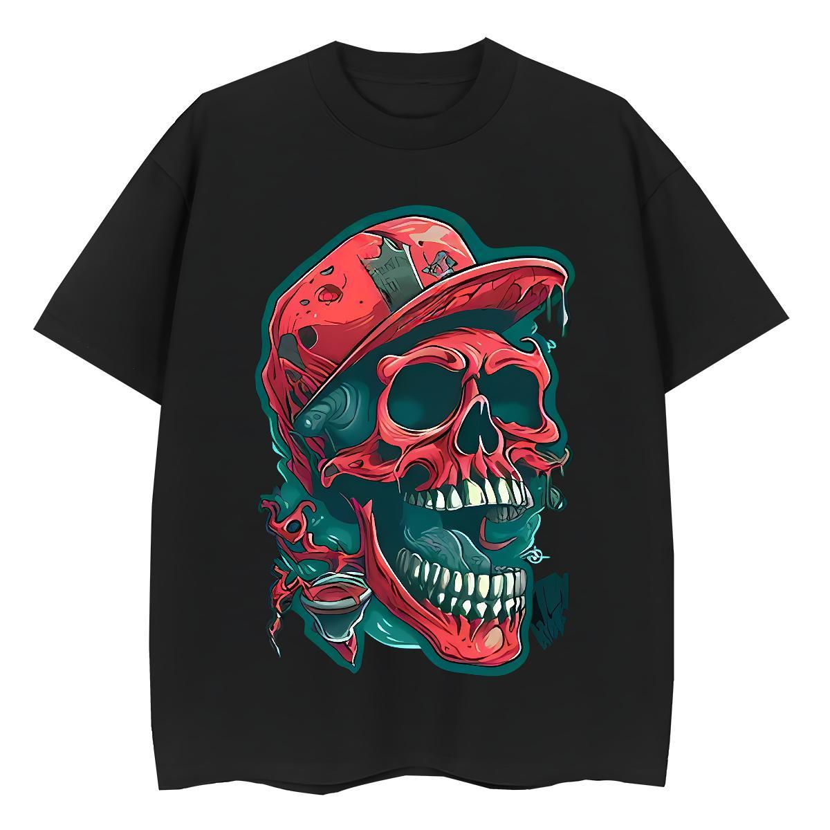 TOP Quality T-Shirts for Men 230g 100% Cotton skull Daily Wear Custom Anime Crew Neck Breathable Men Tops Tees 2024 New Tops Shirt