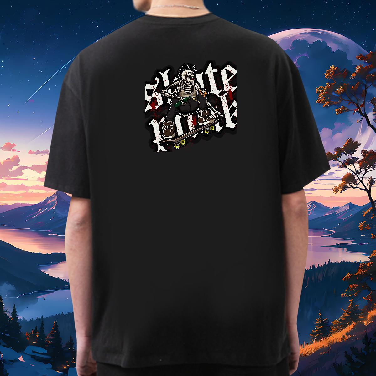 Unisex T Shirt For Man 100% Cotton 230g skateboarding High Street Hip Hop Cartoon Print Short Sleeve Soft Couples T Shirts Stylist Tee Shirt