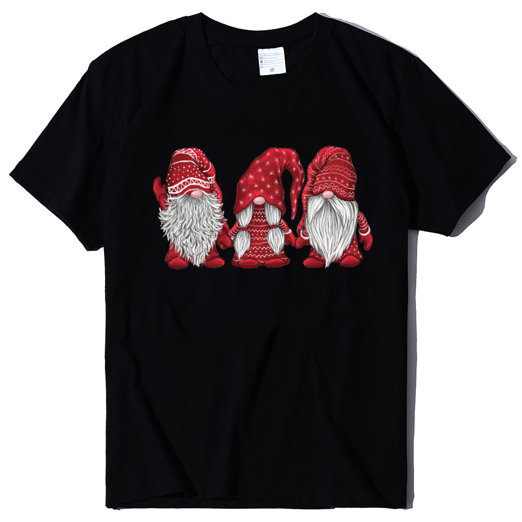 Women's European Dwarf Short sleeved Santa Claus Christmas T-shirt dongdumaoyi