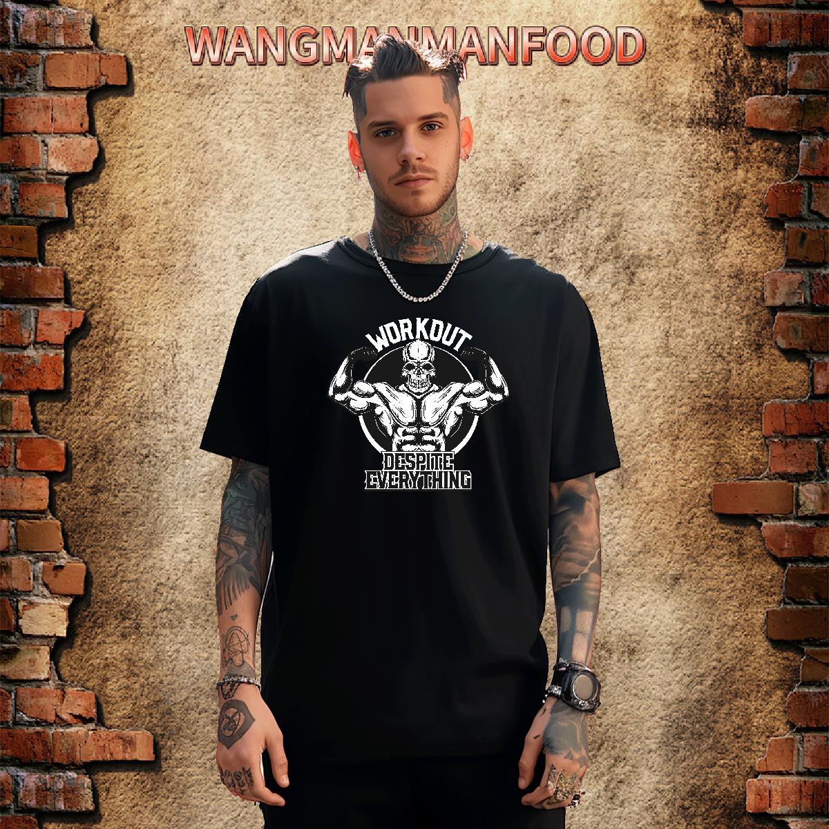 Wholesale T Shirts Men 230g 100% Cotton skull Street Wear DIY Printed Pure Cotton Men Tops Tees Brand Tops Shirt