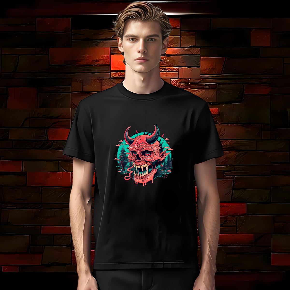 Unisex T-Shirts for Men 230g Pure Cotton skull Street DIY Printed Crew Neck Men Clothes T-Shirt 2024 Designer Tops Shirt