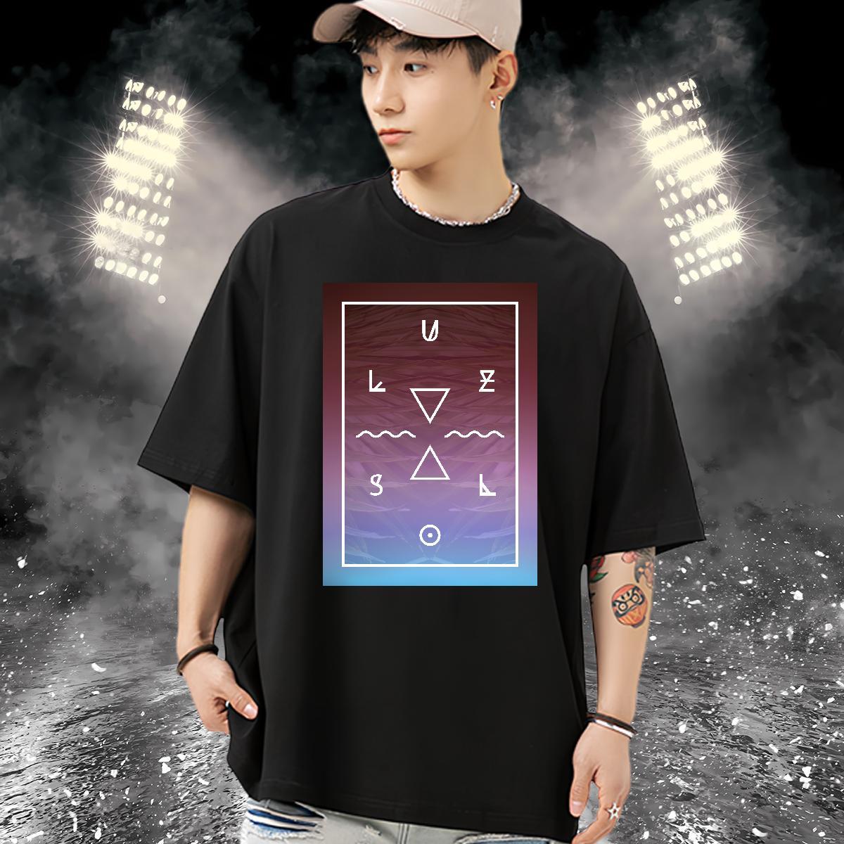 Loose Fit T Shirts Men 230g Pure Cotton letter Daily Outfit Cartoon Printing L-4XL Breathable Short Sleeve Couples T Shirts Fashion Tshirts