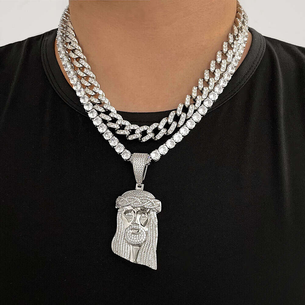 Trendy Style Full Moissanite Diamond Sparking God Charm Chain Hip Hop Jewelry Jesus Pendant S Sier Bg Men Necklace