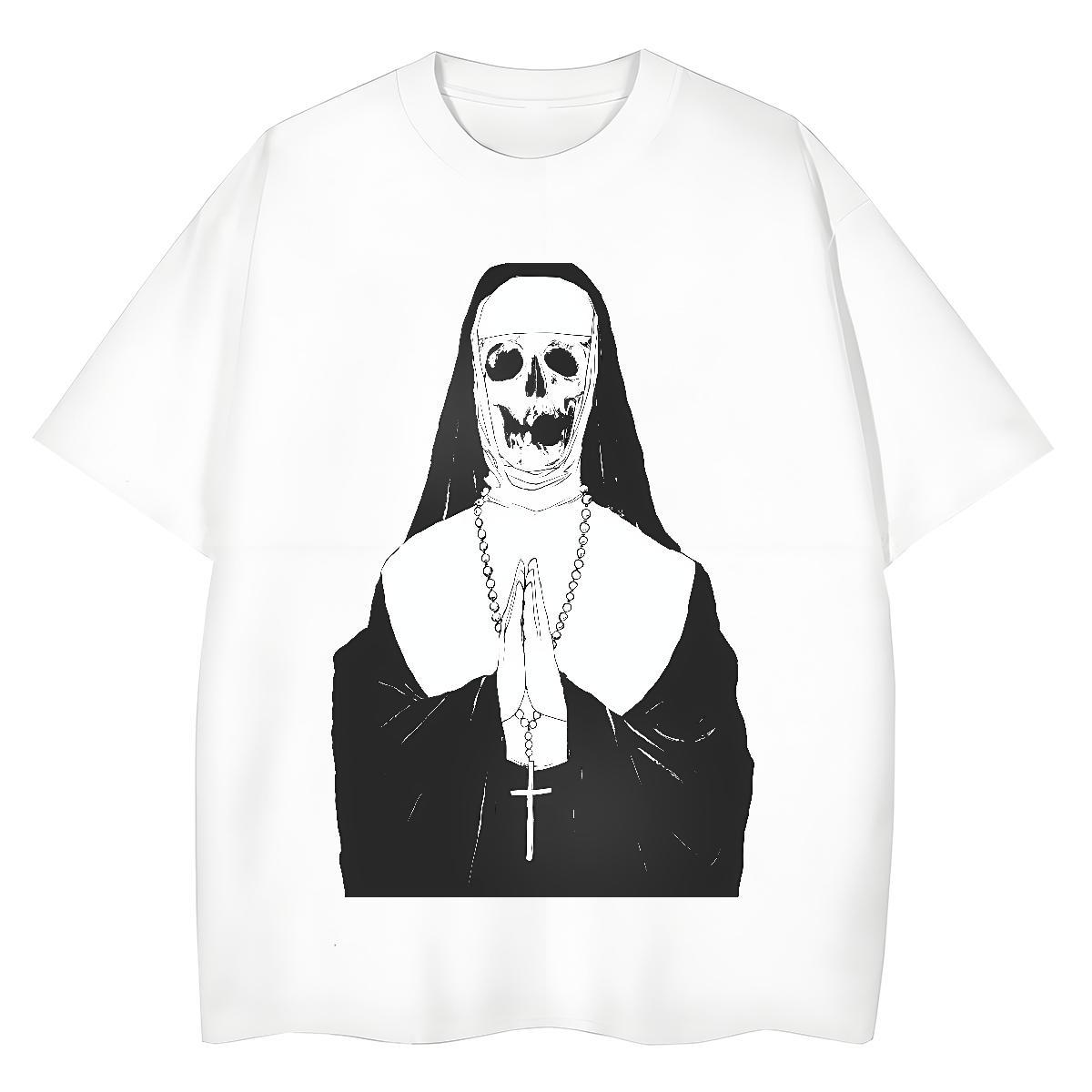 High quality Women Tshirts 230g Pure Cotton skull face Street Casual T-Shirts for Women Breathable Short Sleeve Skull Polos