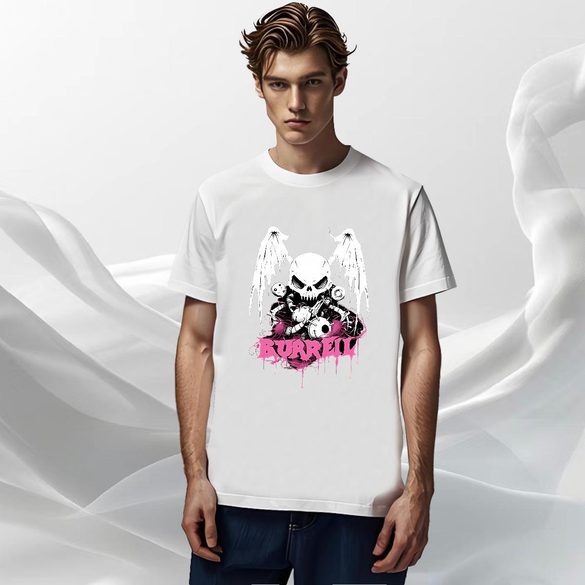 Soft T Shirt For Man 230g Pure Cotton skull Daily Outfit Plus Size Custom Breathable Short Sleeve Men Tshirts Stylist Tops