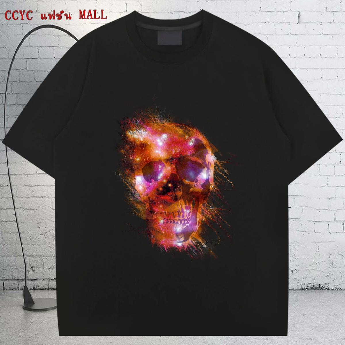 TOP Quality T Shirt For Man 230g Pure Cotton skull Home Outdoor Custom Cartoon Breathable Men Tshirts 2024 Summer Tees
