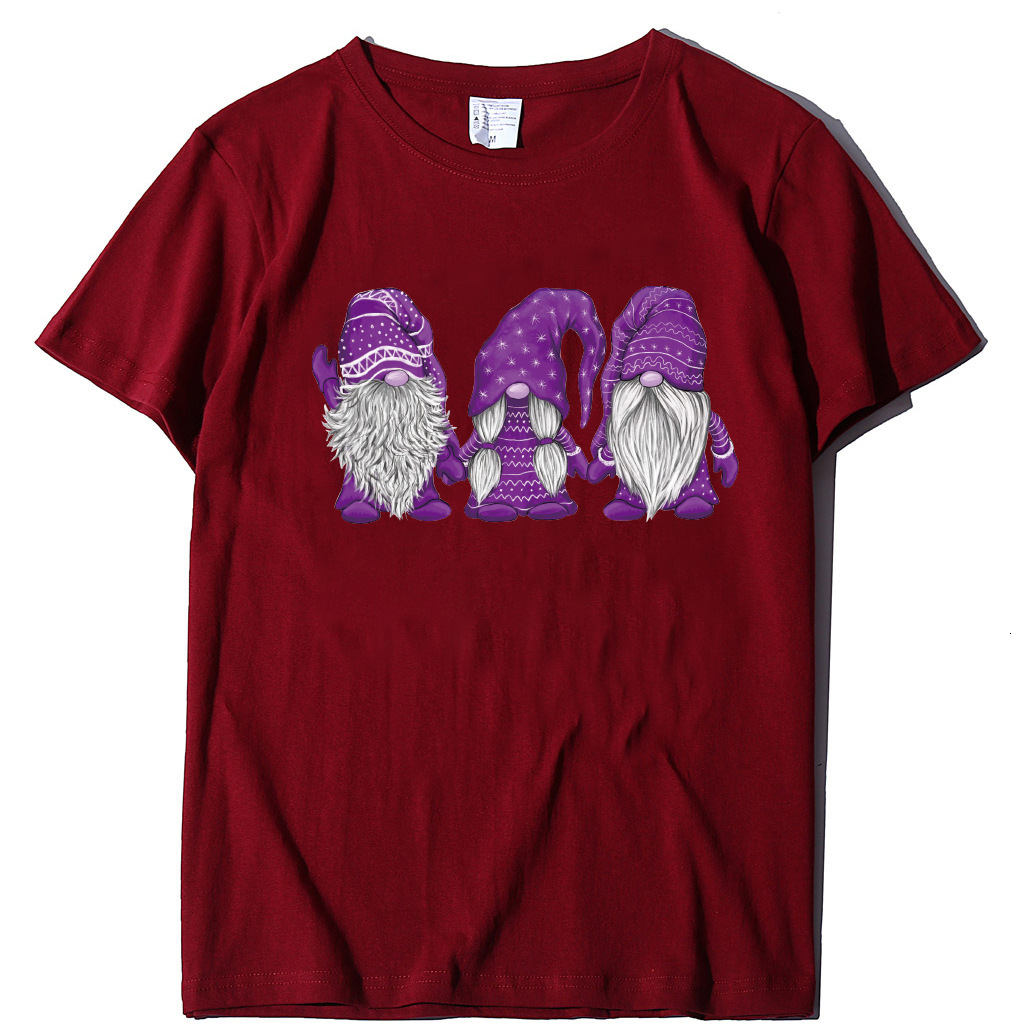 Short Sleeve Three Santa Claus Printed T-shirt Christmas Women's Top dongdumaoyi