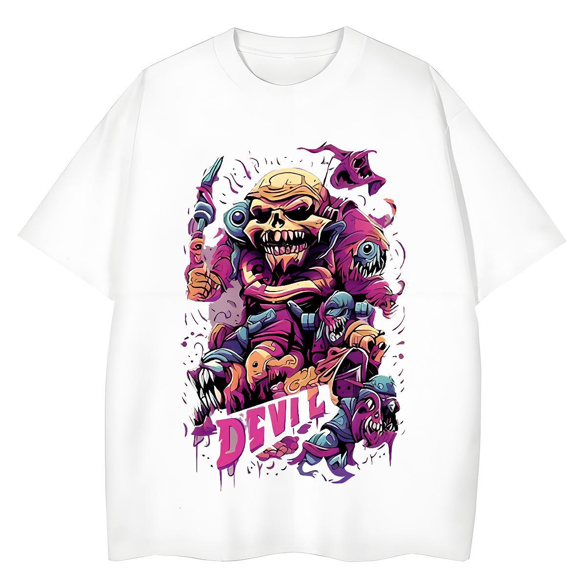 Brand Unisex Tshirts 100% Cotton 230g Terror Daily Outfit Womens T Shirts Breathable Cartoon Print Tee Shirt