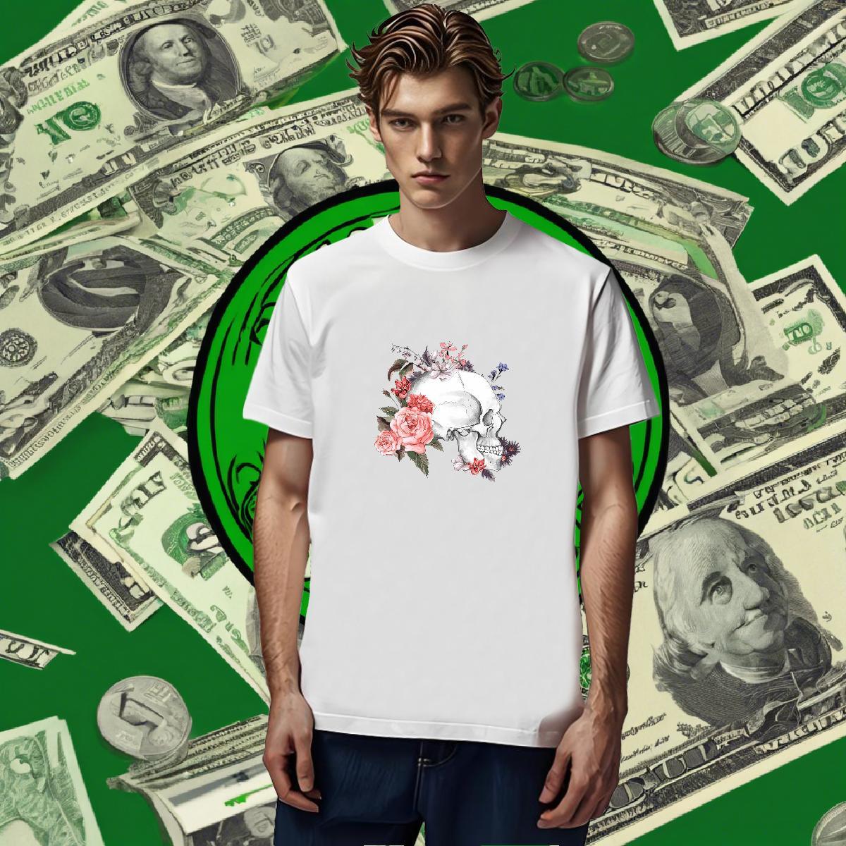 Designer Men T Shirts 230g Cotton flower Outdoor DIY Printed Crew Neck Couples T Shirts Fashion Tops Shirt