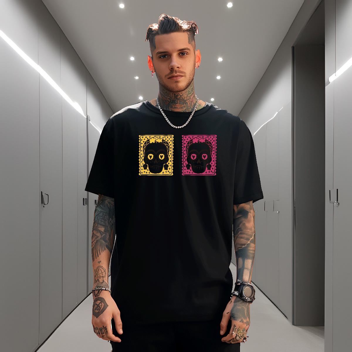 Comfortable Man T Shirts 100% Cotton 230g skull Sports Casual DIY Printed Breathable Crew Neck Tshirts Wholesale Tops Shirt