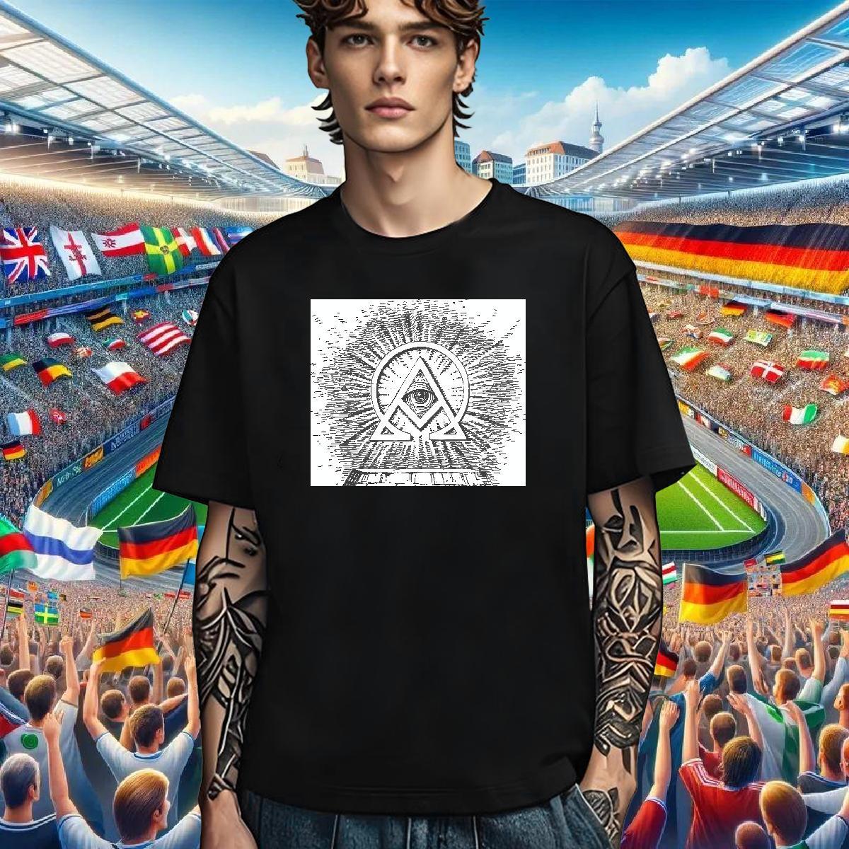 Soft Mens T Shirts 230g Pure Cotton eye of the devil Hip Hop Black White Round Neck Short Sleeve Men Tops Tees New Designer Tops Shirt