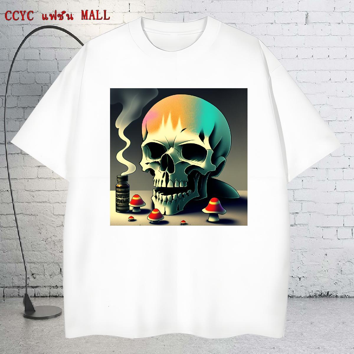 Cool Design Men T Shirts 230g 100% Cotton skull Street Casual Custom Print Oversized Short Sleeve Soft Men Clothes T-Shirt Free Shipping Clothings