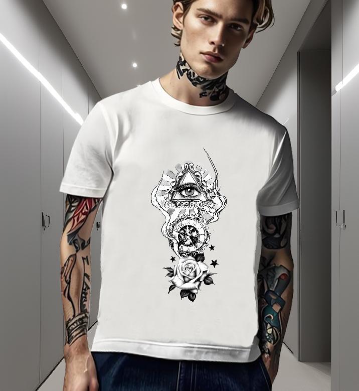 High Quality T Shirt For Man 230g Cotton eye of the devil Street Wear Plus Size Custom Breathable Short Sleeve Men Clothes T-Shirt DIY Customized Tee 