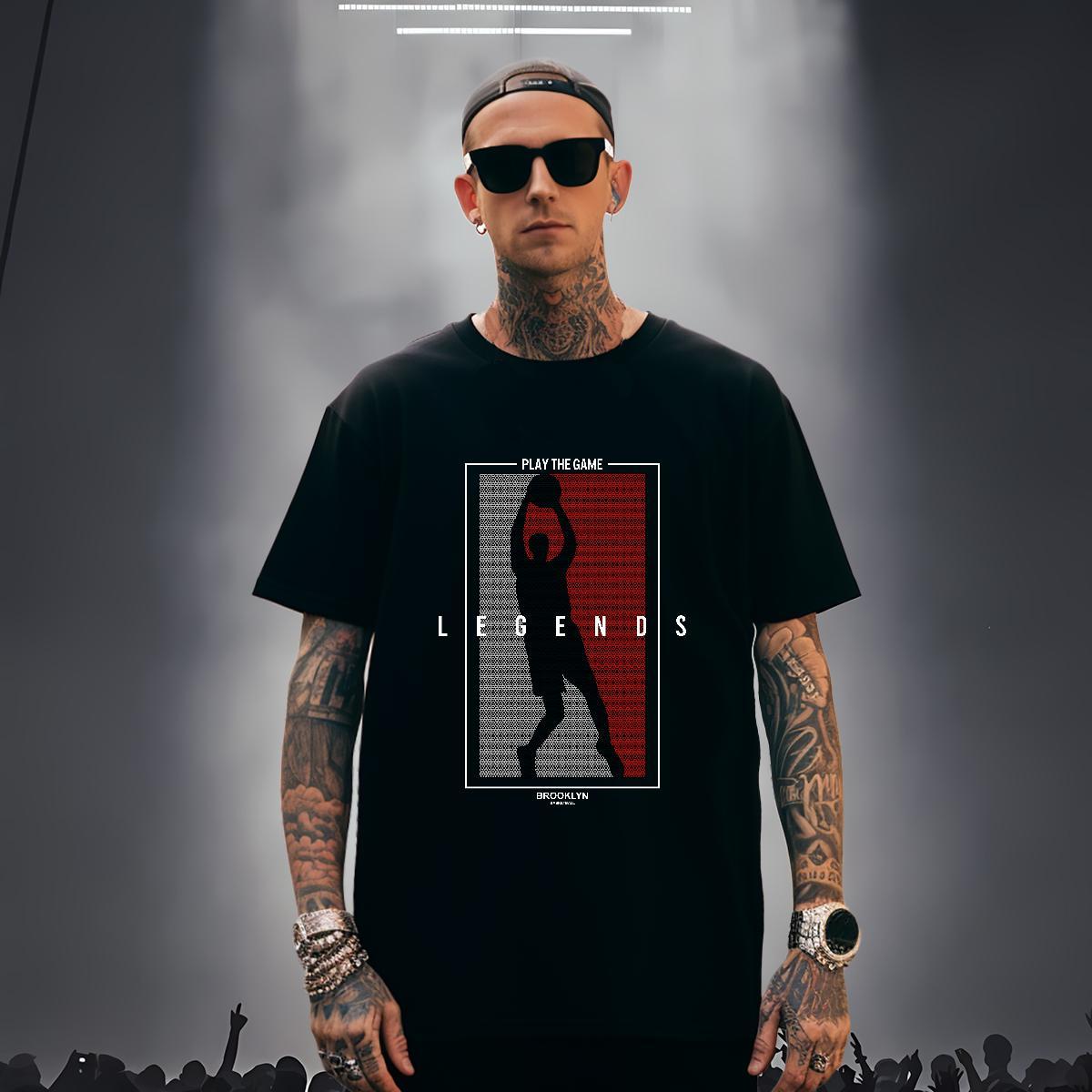 Cool Design Men T Shirts 230g Cotton basketball Street Black Oversized Breathable Short Sleeve Men Tshirts Classic Tops Shirt