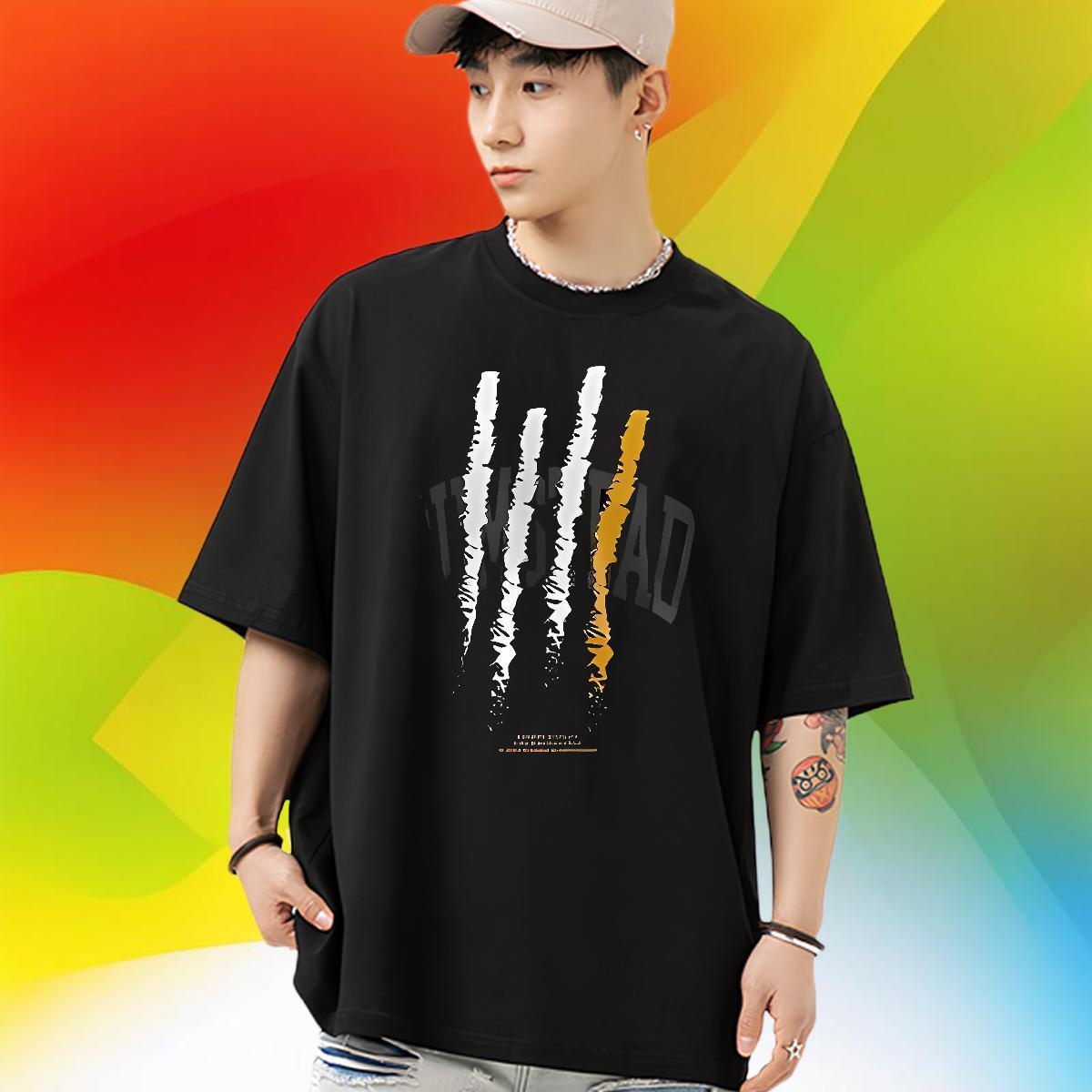 Wholesale T shirt 100% Cotton 230g letter Daily Outfit DIY Pure Cotton Mens Tshirts 2024 Tops