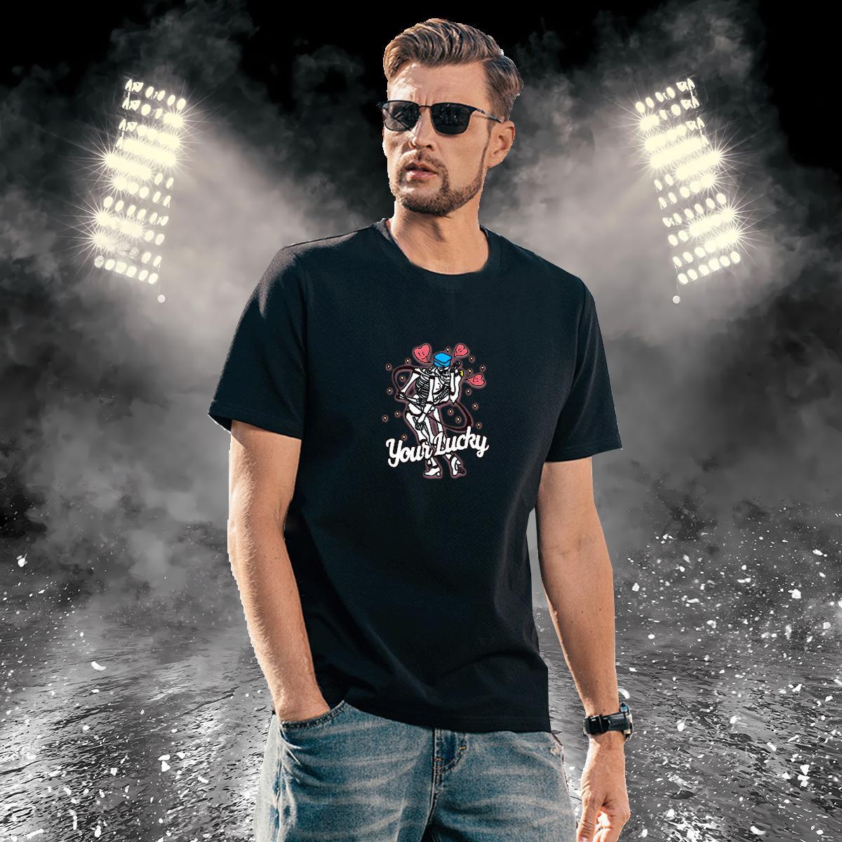 Classic Men T Shirts 100% Cotton 230g skull Daily Wear Custom Print Oversized O Neck Short Sleeves Men Tees Fashion Casual Polos