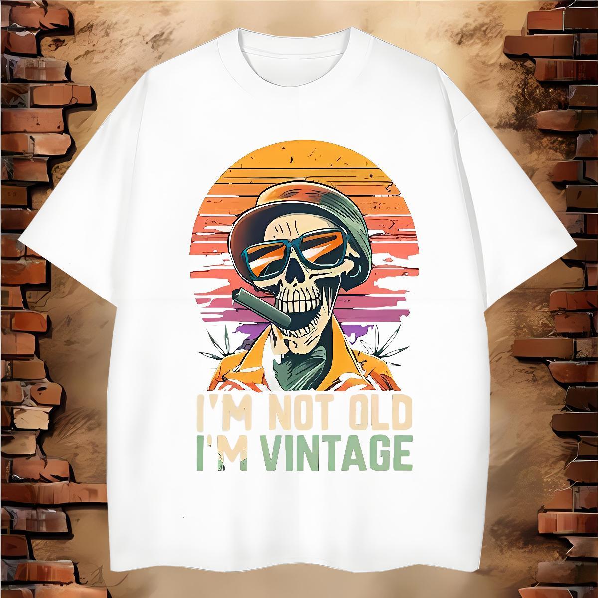 Classic Men T Shirts 230g Pure Cotton skull Daily Outfit DIY Printed O-Neck Short Sleeve Men Tops Tees Designer Fashion Tops Shirt