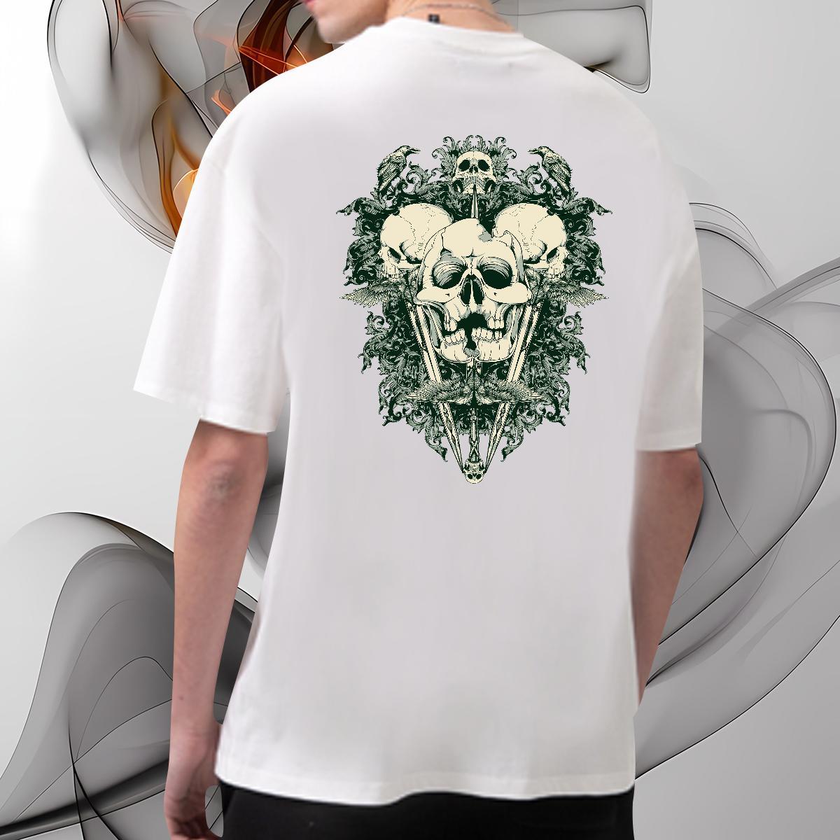 TOP Quality T-Shirts 230g Pure Cotton skull Daily Outfit Plus Size Cartoon Breathable Soft Men Tees Classic Tshirts