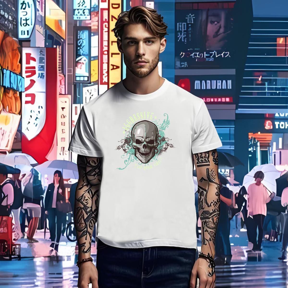 Brand Man T Shirts 230g 100% Cotton skull Hip Hop Street DIY Anime Breathable Short Sleeve Couples T Shirts Fashion New Wear