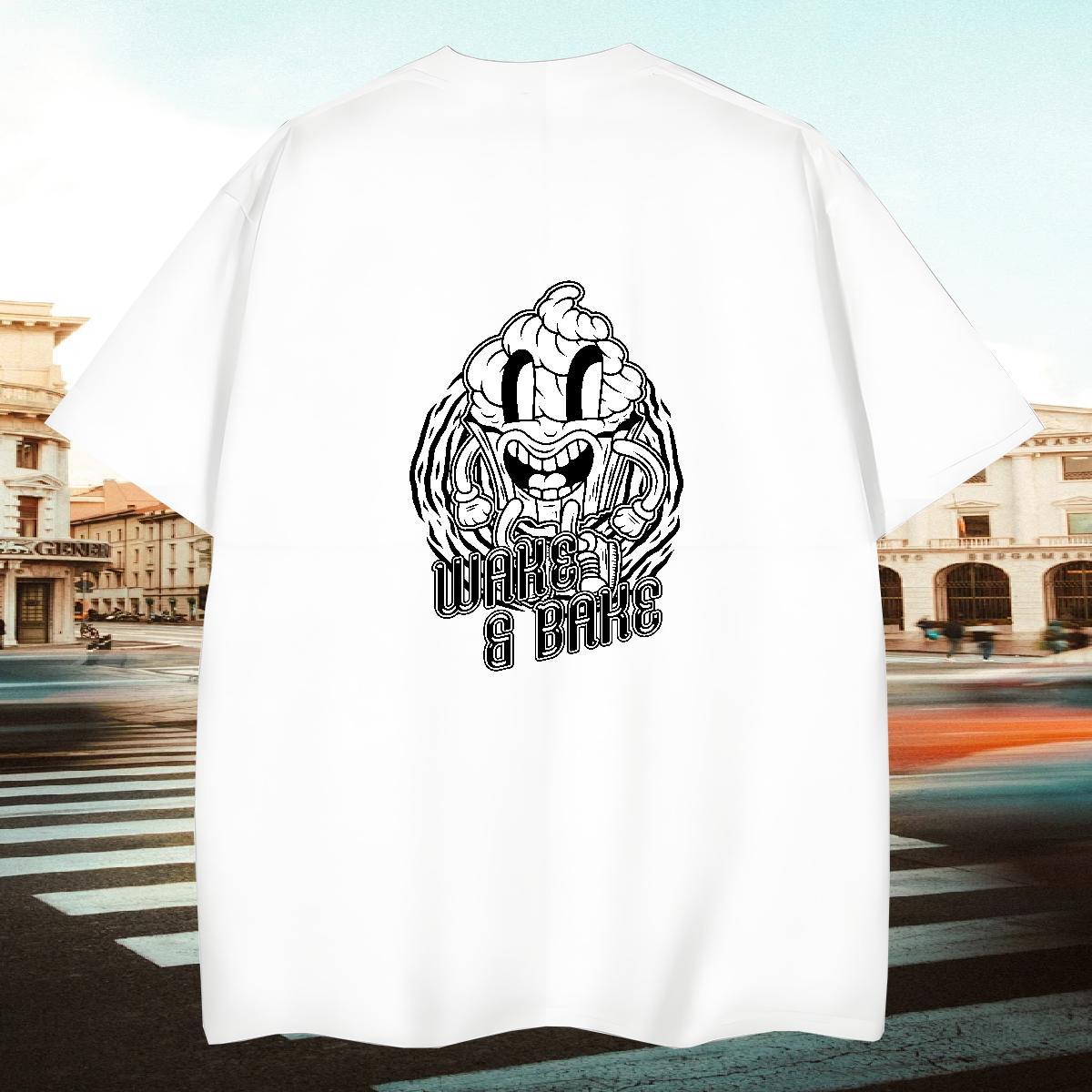 Loose Fit T-Shirts 230g 100% Cotton skull Street Casual Floral Print Breathable Short Sleeve Men Clothes T-Shirt 2024 Summer Tshirts