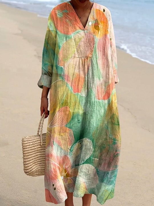 New Womens Striped Color Blocked Art Printed Elegant Dress